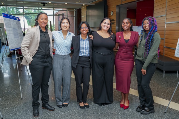 Skye Joegriner, Jin Young Kim, Ridmi Madarasinghe, Alanis Alvarado Gierbolini, Joanna Chimalilo and Mojisola Akinwande GRAD-MAP summer scholars Skye Joegriner, Jin Young Kim, Ridmi Madarasinghe, Alanis Alvarado Gierbolini, Joanna Chimalilo and Mojisola Akinwande pose for a photo. Image credit: Mark Sherwood. 