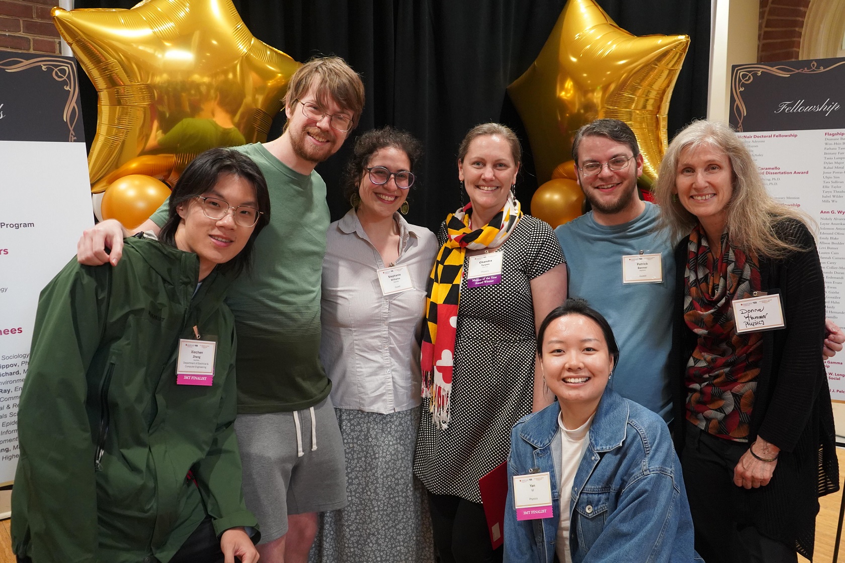 Xiechen Zheng, Kellen O'Brien, Stephanie Williams, Chandra Turpen, Yan Li, Patrick Banner and Donna Hammer at the awards ceremony.