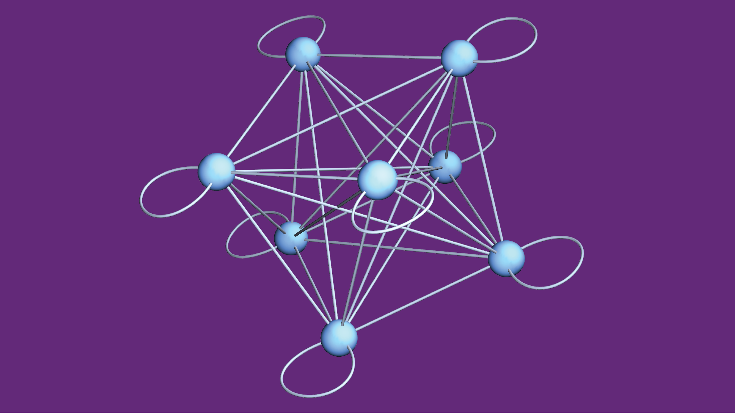 A collection of quantum particles can store information in various collective quantum states. The above model represents the states as blue nodes and illustrates how interactions can scramble the organized information of initial states into a messy combination by mixing the options along the illustrated links. (Credit: Amit Vikram, UMD)